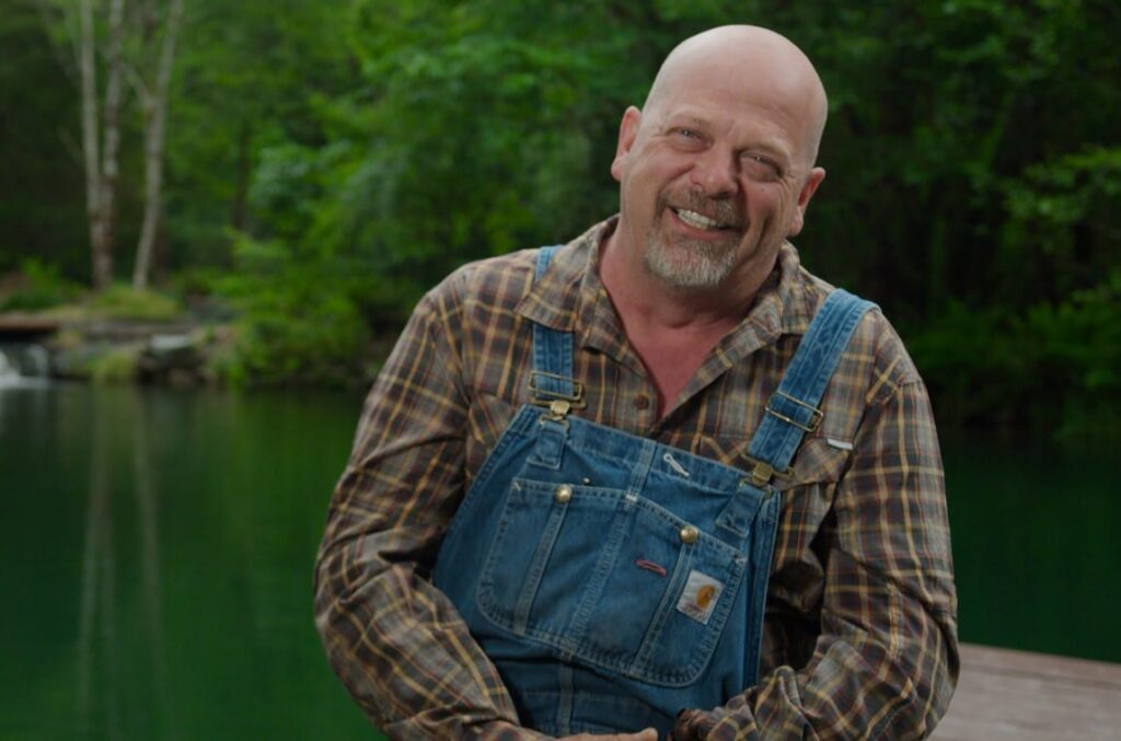 Rick Harrison Being Interviewed on Dock at His Off Grid Property