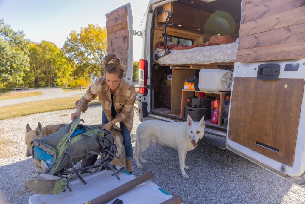 Linnea and her sweet Akela gear up for a fun adventure in the mountains.