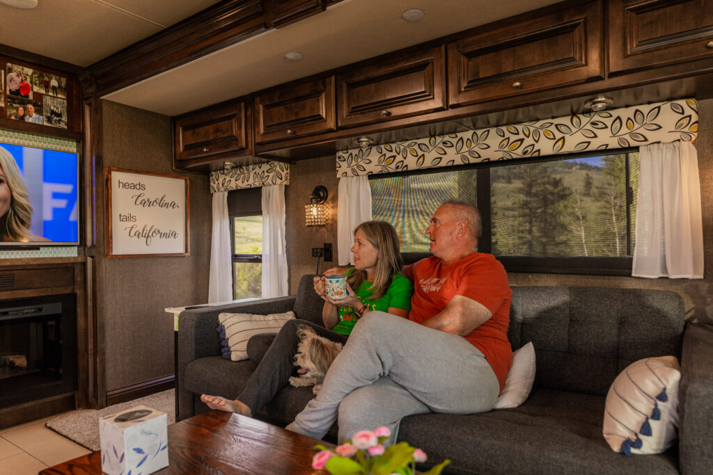 You, Me & The RV Watching TV in Their RV