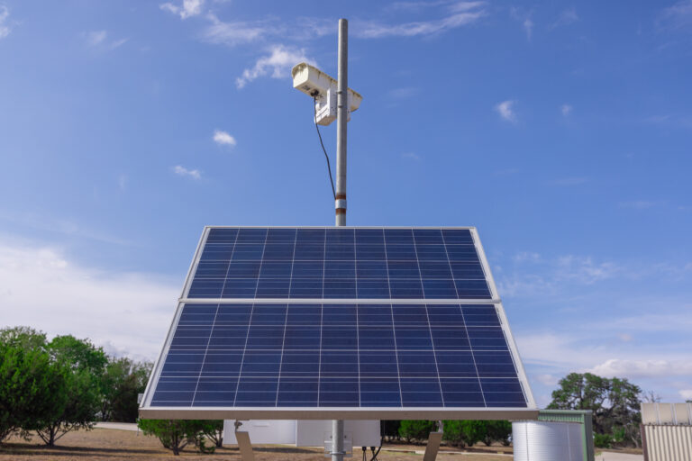 A solar panel is being charged by the sun