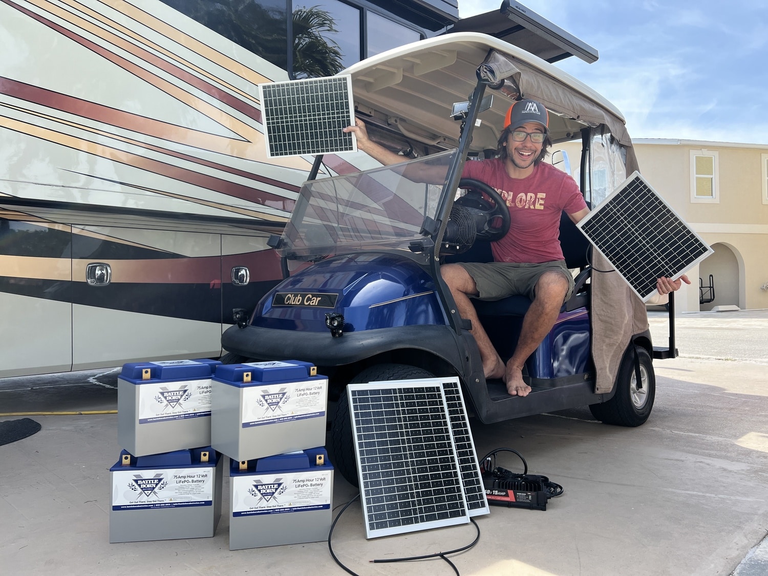 12V Group 24 LiFePO4 Deep Cycle Battery by Battle Born Batteries Installed in Golf Cart Power System