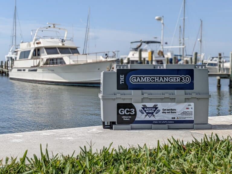 GC3 Battle Born Battery in front of boats