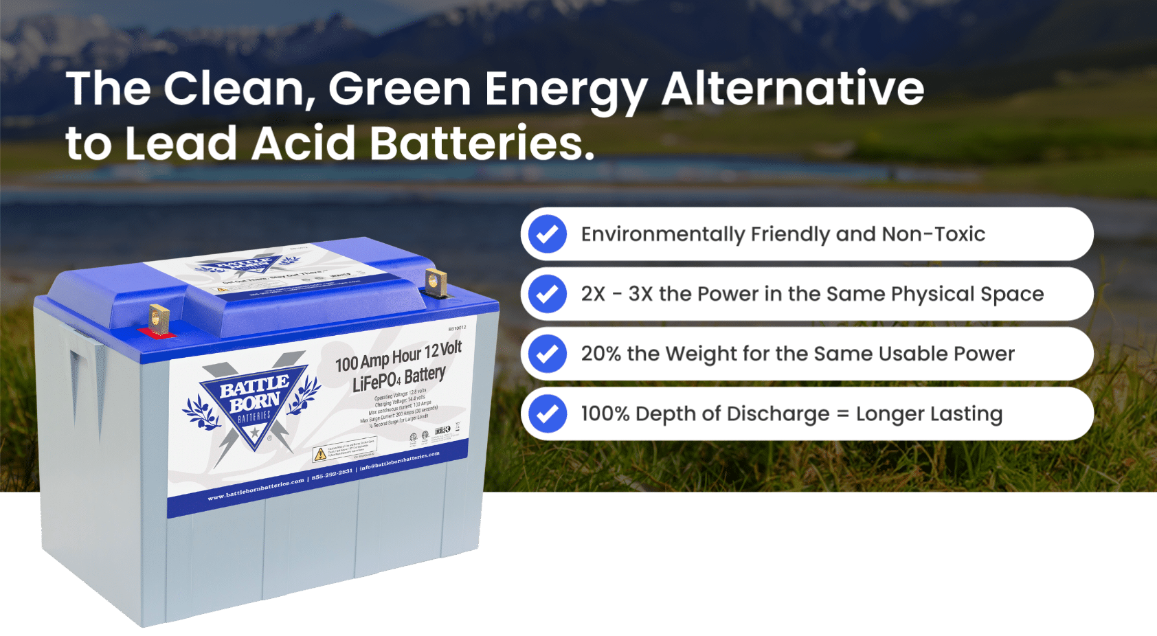 Features of the 100Ah 12V LiFePO4 Deep Cycle Battery by Battle Born Batteries