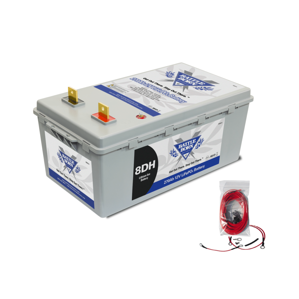 A product image of Battle Born's 8D heated lithium battery.